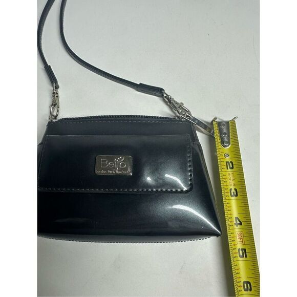 Beijo Handbag Fashion Small Wristlet / Crossbody Shiny Patent Silver Gray - Picture 4 of 9